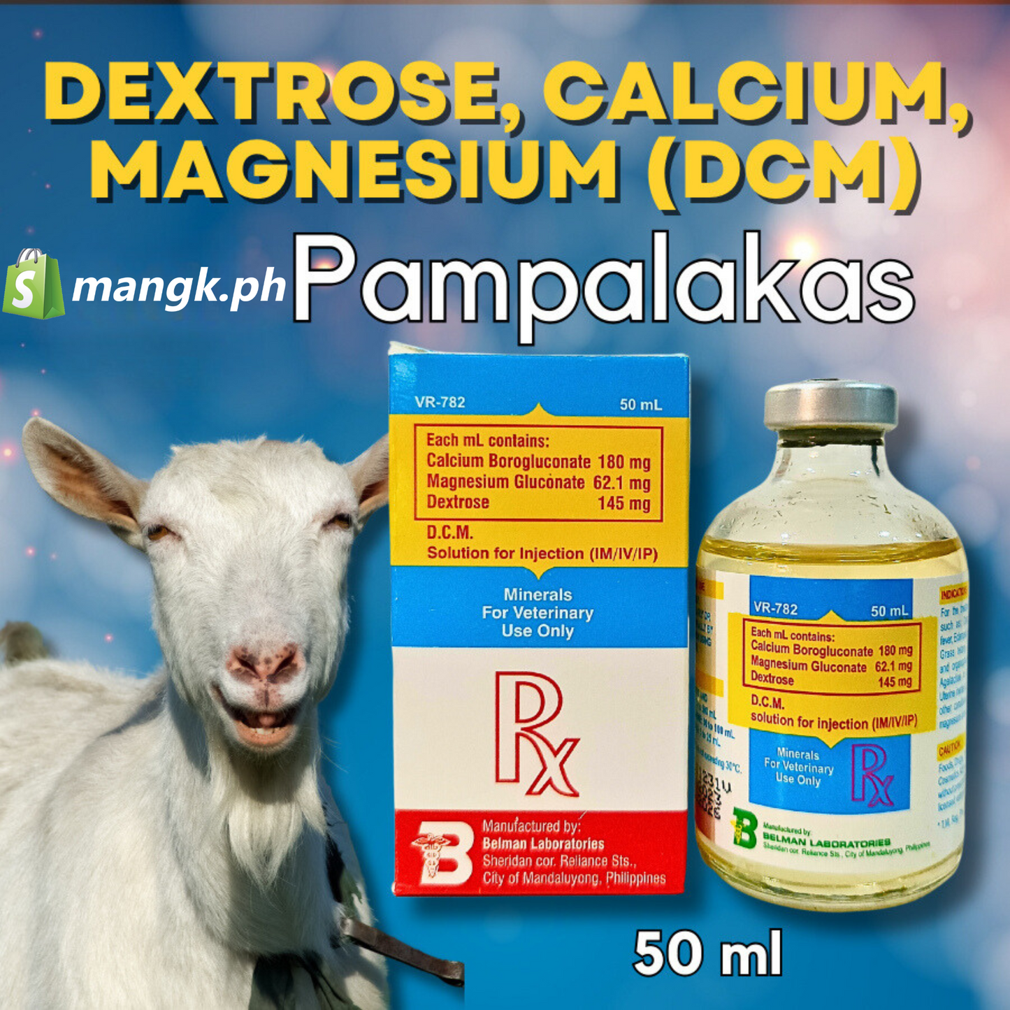 DCM 50 ml | Injectable BELMAN (Dextrose, Calcium, Magnesium) for ANIMALS ONLY