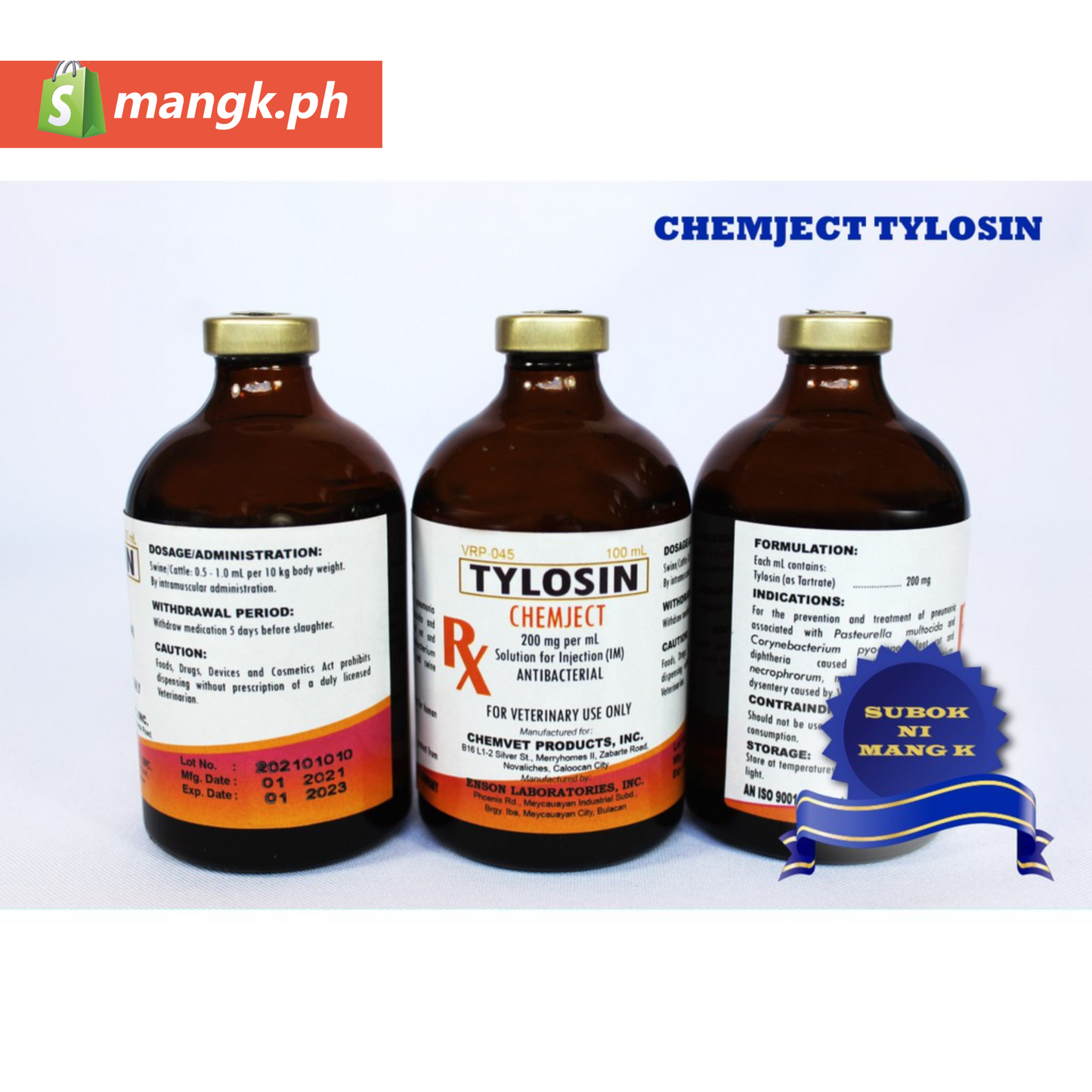 Chemject TYLOSIN Antibacterial for Pneumonia 100ml