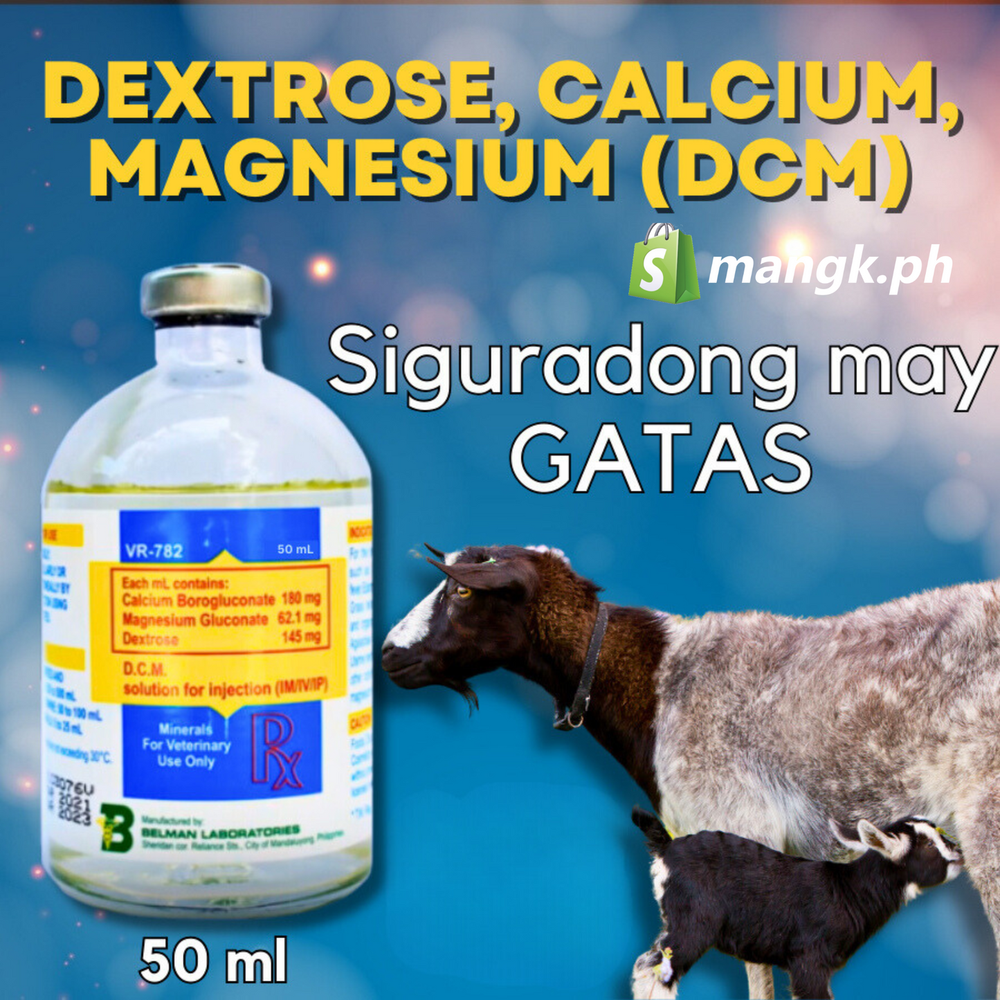 DCM 50 ml | Injectable BELMAN (Dextrose, Calcium, Magnesium) for ANIMALS ONLY